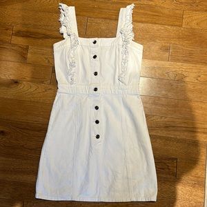 White denim dress with ruffle straps